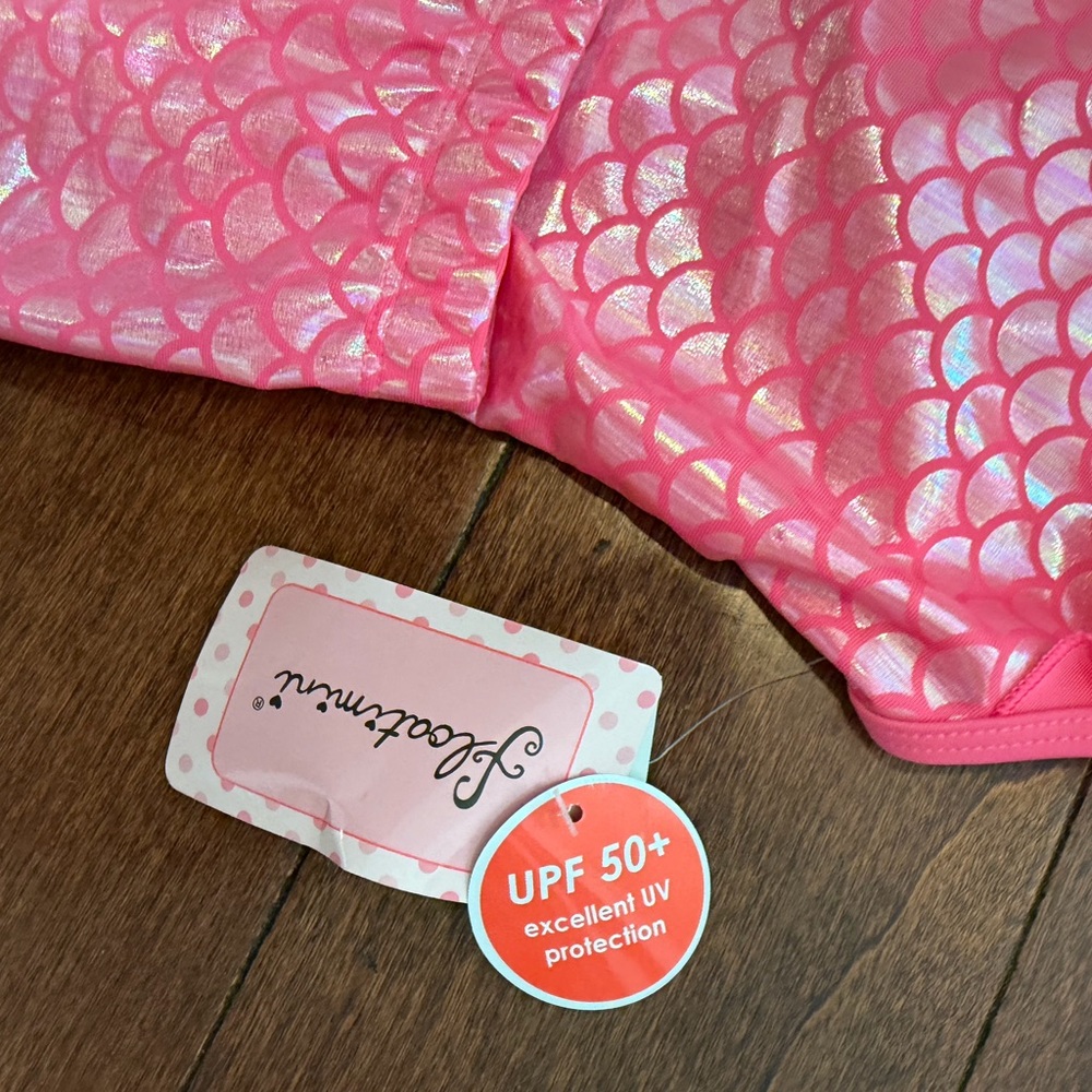 Floatimini Girls Pink Mermaid Swimsuit and skirt Set - Picture 5 of 8